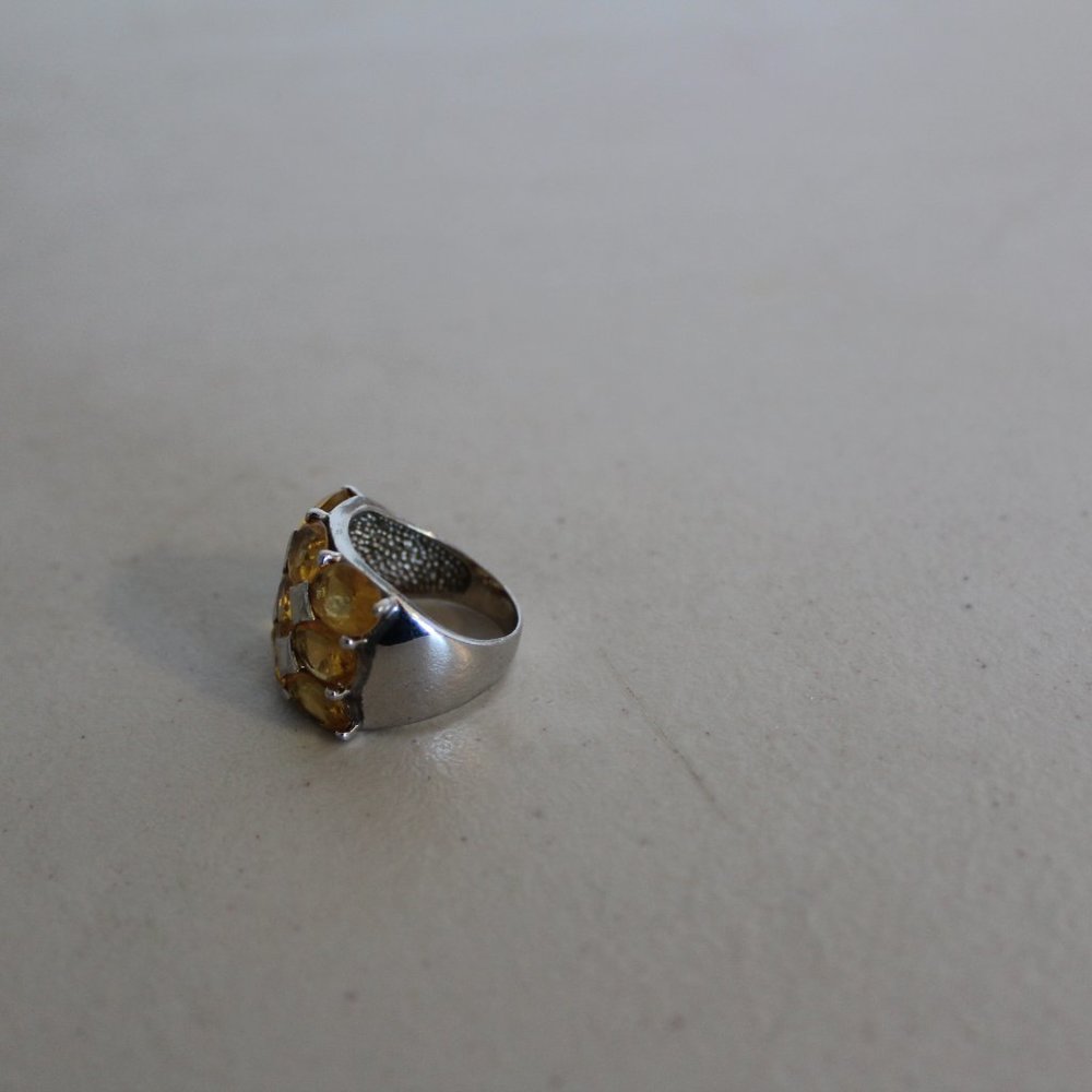 Silver Statement Ring With Yellow Rhinestones 8 - image 5